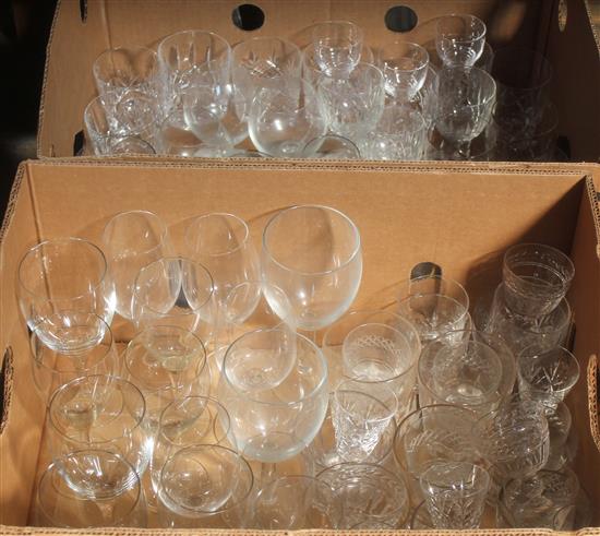 Hobnail cut decanter & 5 others